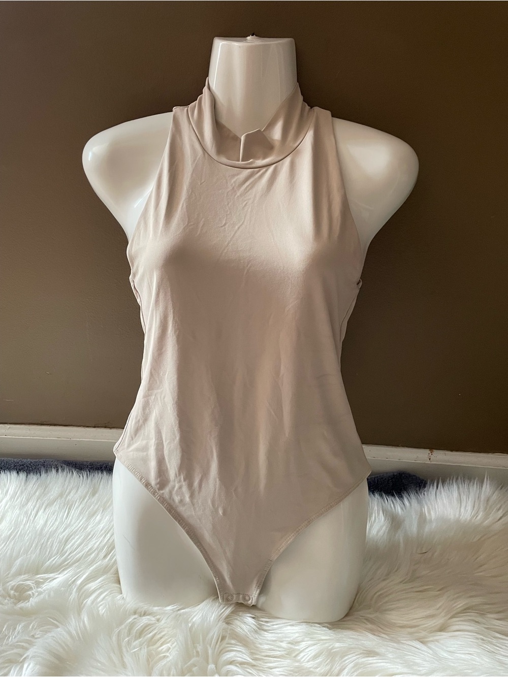 House of Harlow 1960 Sleeveless High-Neck Bodysuit - Beige